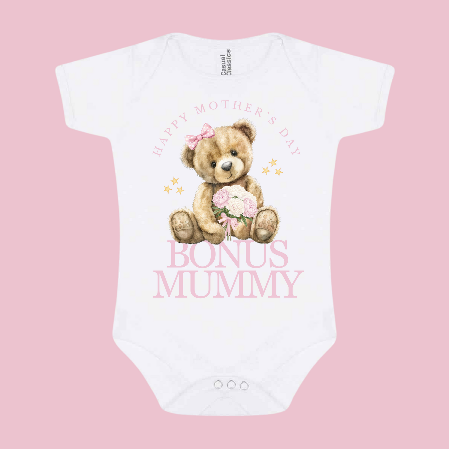 Mothers Day Baby Bodysuit Bonus Mum /Step Mum - Bonus Mum Mothers Day Gift - Step Mum Mothers Day Gift Baby BODYSUIT Pink And Blue Designs Baby Boys And Girls