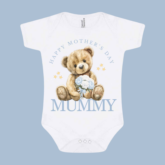 Mothers Day Baby Bodysuit / Baby Vest / Outfit - Pink And Blue Design